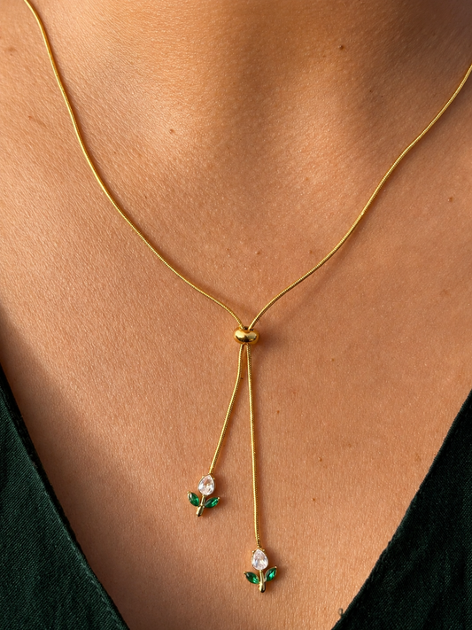 Tulip Duet Necklace - White