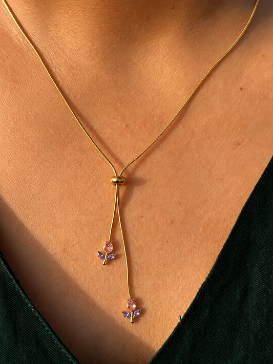 Tulip Duet Necklace - Pink