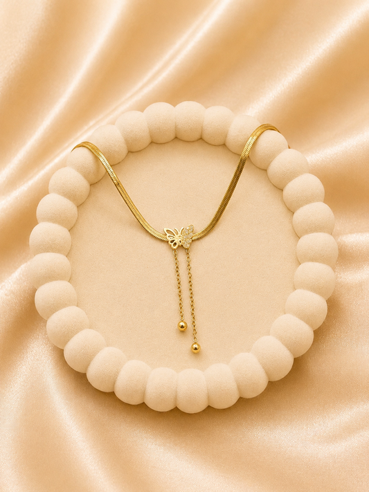 Golden Butterfly Lariat Necklace